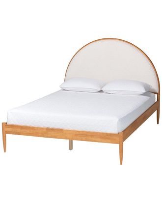 Baxton Studio Dawson Japandi Teddy Fabric & Wood Queen Bed