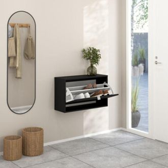 Dmora Sapatero Ordona, Mueble Para Zapatos Color Puertas Negro, 70.3x24.05x41.8h Cm Negro