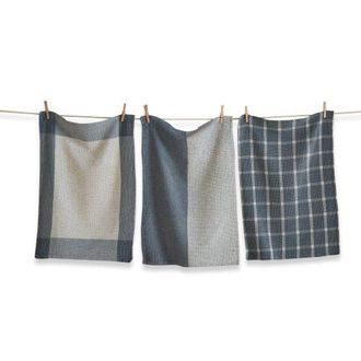 Tag Mae Set of 3 Slate Cotton Waffle Weave Dishtowels Blue in Silver at Nordstrom