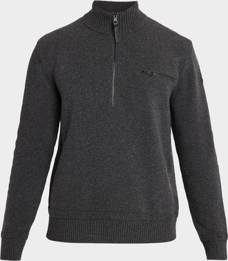 Moncler Men & apos;s Wool and Cashmere Half-Zip Sweater