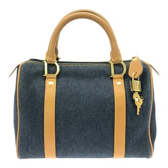 Dior Blue Cotton Leather Boston Bag (Pre-Owned)