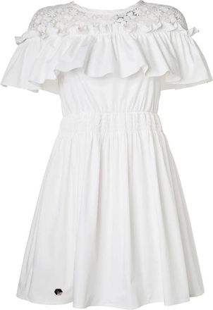 Philipp Plein Kleedjes, Dames, Wit, S, Katoen, Korte Jurk