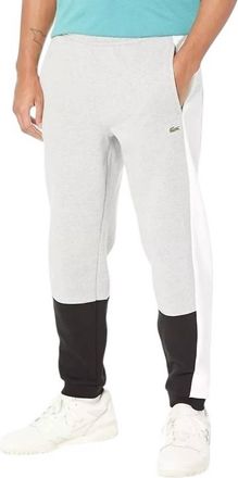 Lacoste Mens Regular Fit Color Block Joggers In Chine Noir / Blanc