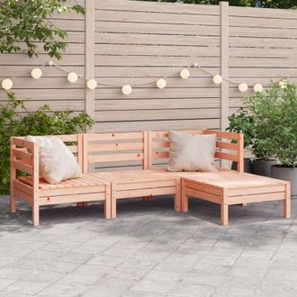 vidaXL Divano Giardino 3 Posti con Poggiapiedi Legno Massello Douglas vidaXL