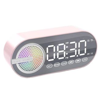 OEM Sveglia Con Altoparlante Bluetooth Wireless - Rgb - Usb - Specchio Led - Orologio Digitale - Rosa