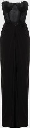 Bcbgmaxazria Strapless Lace & Jersey Gown