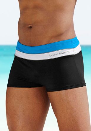 Bruno Banani Boxer-Badehose BRUNO BANANI, Herren, Gr. 4, N-Gr, bunt (schwarz, t&uuml;rkis), Polyamid, Colorblocking, kontrastfarbene Details, Badehosen Boxer-Badehose, 
