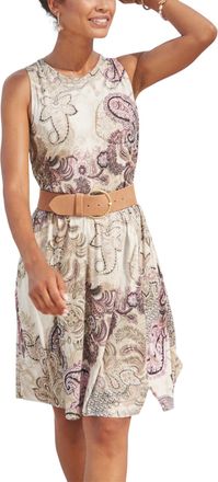 Lascana Womens Sleeveless Print Dress, White & Pink