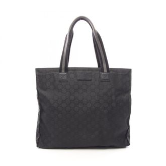 Gucci Black Nylon Leather Handbag Tote Bag (Pre-Owned)