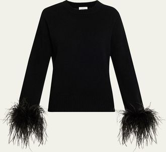A.L.C. Wilda Feather-Trim Crewneck Sweater