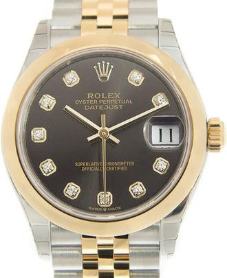 Rolex Datejust 31 Dark Grey Diamond Dial Ladies Steel and 18kt Yellow Gold Jubilee Watch 278243GYDJ