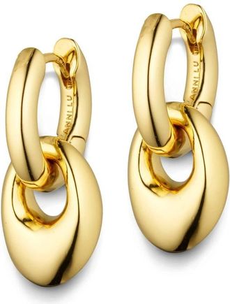 Anni Lu Womens Petit Pebble Hoop Earrings In Gold