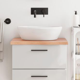 vidaXL Encimera Ba&ntilde;o Madera Maciza Tratada Marr&oacute;n Claro 60x50x(2-4) Cm Vidaxl