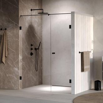 Marcel Breuer Void Carving Nisdeur - 2-delig - 160x200cm - 70cm draaideur aan muur - glascoating - omkeerbaar - helder glas - mat zwart