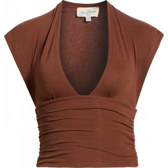 PacSun Harley Deep V Cinched Top in Brown at Nordstrom, Size Xx-Small