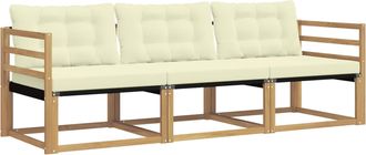 vidaXL Conjunto De Sof&aacute;s De Exterior 3 Uds. Blanco Y Crema Vidaxl