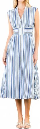 THML Clothing Striped Sleeveless Midi Dress In Navy
