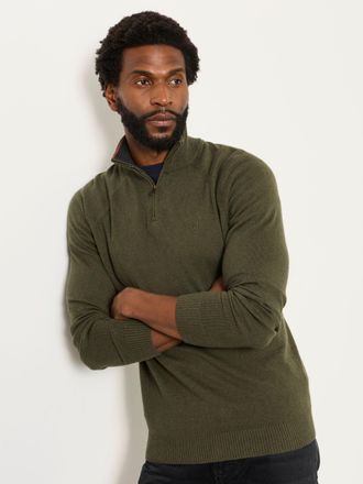 Fat Face FatFace Rye Khaki Green Half Neck Knitted Jumper