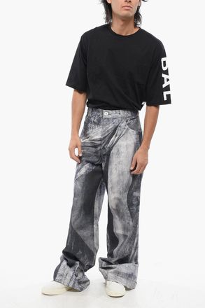 Balmain Jeans Loose Fit con Stampa Statua 38cm Balmain