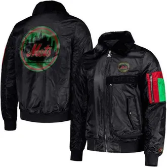Starter Mens Starter x Ty Mopkins Black New York Mets Black History Month Satin Full-Zip Jacket at Nordstrom, Size X-Large
