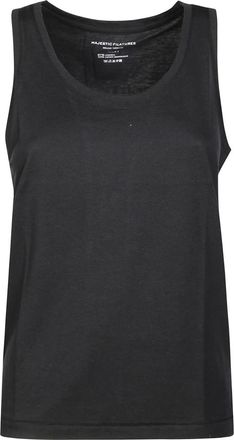 Majestic Filatures Mouwloze Top in Zacht Stof - Dames - Tops zonder mouwen - Zwart - S - Tops