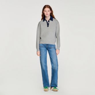 Sandro Jumper with denim collar