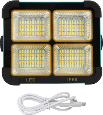 OEM Luz De Trabajo Solar Led, 100 W, 10000 L&uacute;menes, De 3000 A 6000 K, Resistente Al Agua Ip66, Port&aacute;til Y Recargable Para Exteriores