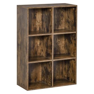 HOMCOM Cubic Cabinet Bookcase Shelves Storage Display for Study - Living Room - Home - office - Rustic Brown Office - Home Living | TJ Hughes
