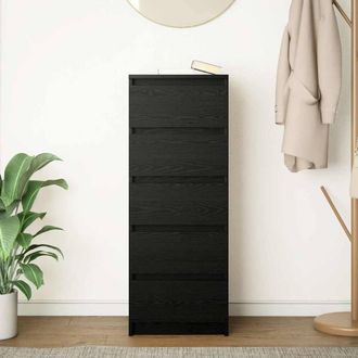 Berkfield Home Sideboard with Drawers Black Oak 37.5x35x99 cm Engineered Wood