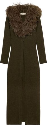 Blumarine Cardigan lungo con piume - Verde