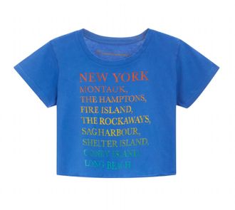 Prince Peter Womens New York Beaches Cropped Tee In Blue
