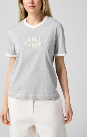 Ami Womens Textured logo Polo Shirt shirt