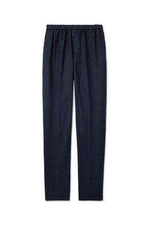 Boglioli Tapered Herringbone Stretch Linen and Cotton-Blend Trousers