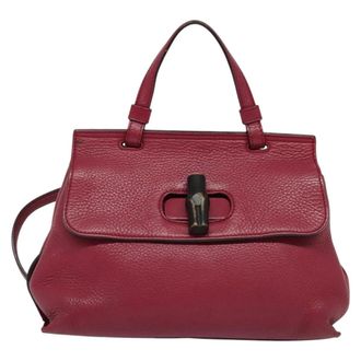 Gucci Bamboo Daily Top Handle Leather Pink Leather Bag (Pre-Owned)