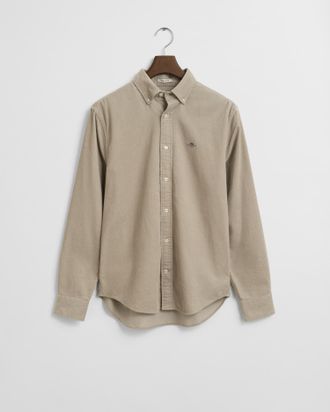 GANT Langarmhemd GANT, Herren, Gr. 4XL, N-Gr, greige, Cord, Obermaterial: 100% Baumwolle, regular fit, Manschette, Hemden Langarmhemd, regular fit, aus Cor