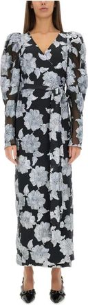Rotate Bloemenprint Lange Mouwen Wikkeljurk Midi - Dames - Wikkelkleedje - Veelkleurig - XS - Kleedjes
