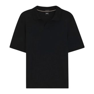 HUGO BOSS Tops, Heren, Zwart, L, Wol, Lantoni Knit Polo