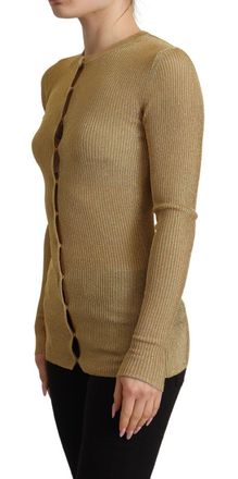 Dolce & Gabbana Womens Viscose Blend Cardigan Gold Polyester Clothing