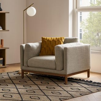 Castlery White Armchair, Walnut Leg | Owen by Castlery