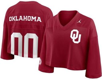 Jordan Brand Womens Jordan Brand Crimson Oklahoma Sooners Cropped Mesh Dri-FIT Fashion Jersey at Nordstrom, Size X-Large