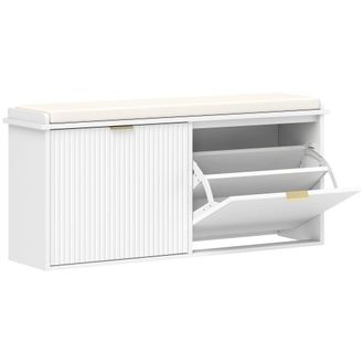 HOMCOM Banco zapatero 104x26x47.5 cm blanco