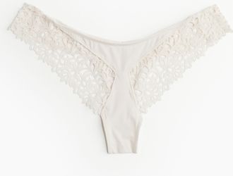 H&M Brazil Slip mit Stickerei - Blassbeige