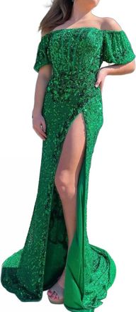Sherri Hill Mermaid Maxi Dress In Emerald