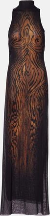 Jean Paul Gaultier Abito lungo Wood in mesh