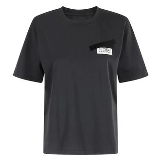 Maison Margiela T-Shirts, female, Black, Size: XS White Cotton T-Shirt with Numeric Logo