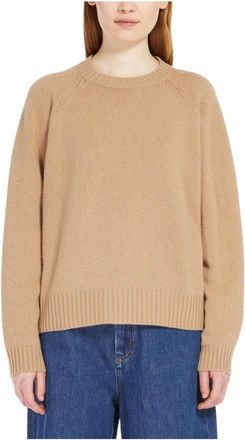 Max Mara Truien & Vesten, Dames, Bruin, M, Rondgebreide Kleding