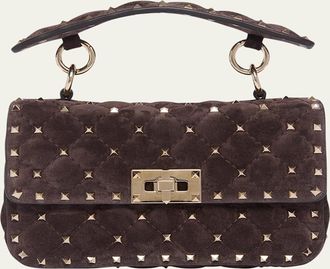 Valentino Garavani Small Quilted Rockstud Suede Shoulder Bag