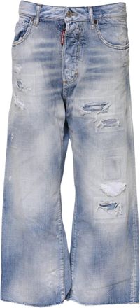 Dsquared2 Dsquared&sup2; Washed High Waist Wide Leg Womens Jeans