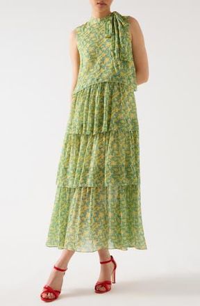 L.k. Bennett Kristen Tiered Maxi Dress in Yellow Multi at Nordstrom Rack, Size 16 Us / 20 Uk