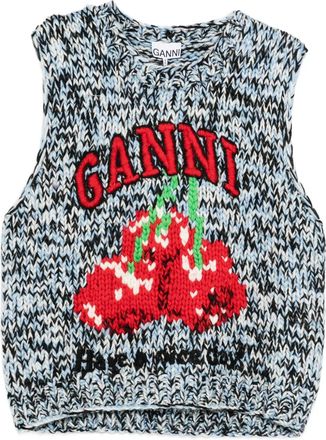 Ganni Gebreide spencer met patroon - Blauw